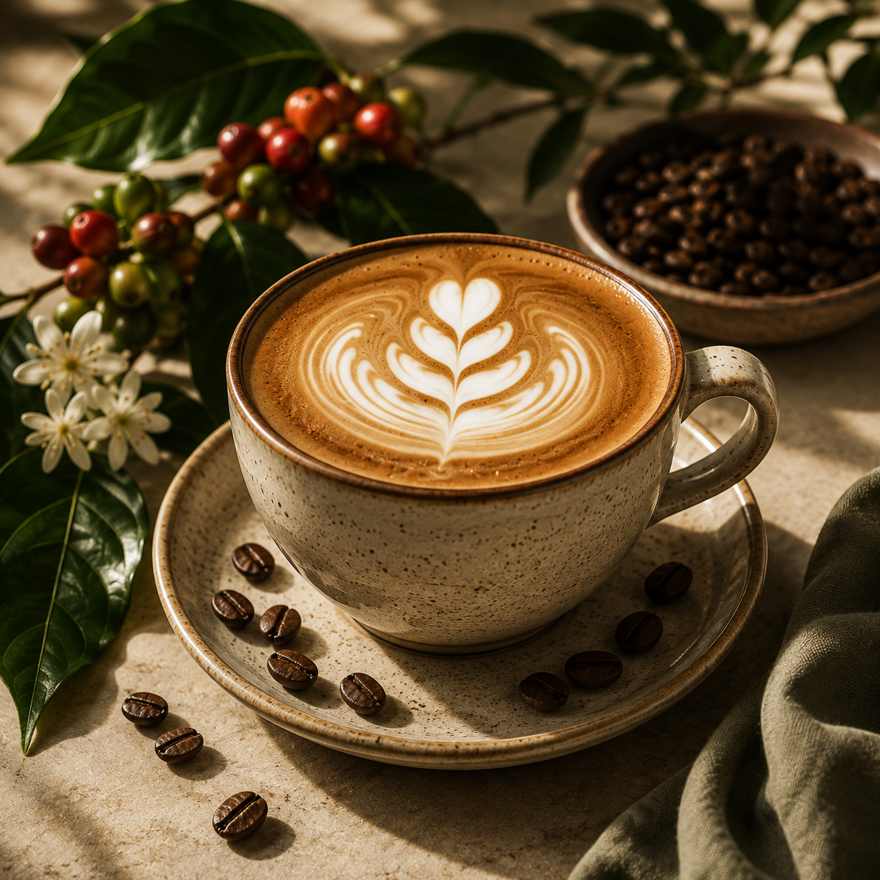 Specialty coffee with botanical elements